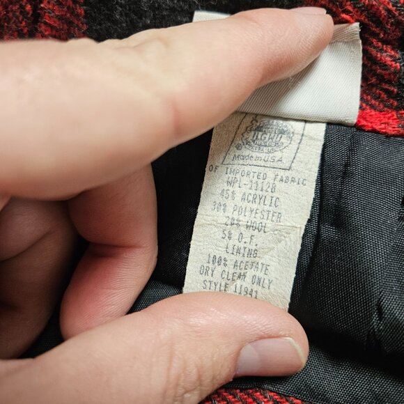 Hillard & Hanson Wool Blend Red Black Plaid Skirt Horsebit 28 Prep Grunge‎ - Picture 4 of 10